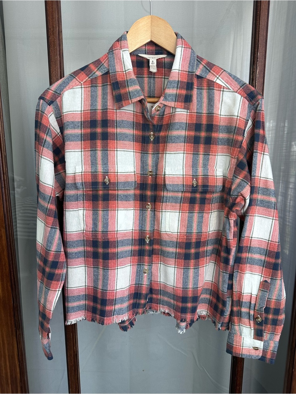 Lucky Brand Womens Plaid Flannel Button Up Shirt Size Small Fringe Cowgirl New‎